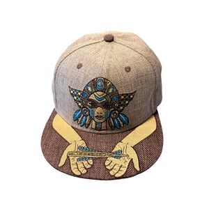 Flight Inspired Brown Indigenous Embroidered Fitted Hat 7 3/8 58.7cm Flat Brim